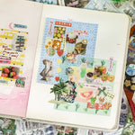 autocollants scrapbooking décoration fruits plats paysages transparents adhésifs variés couleurs vintage journal