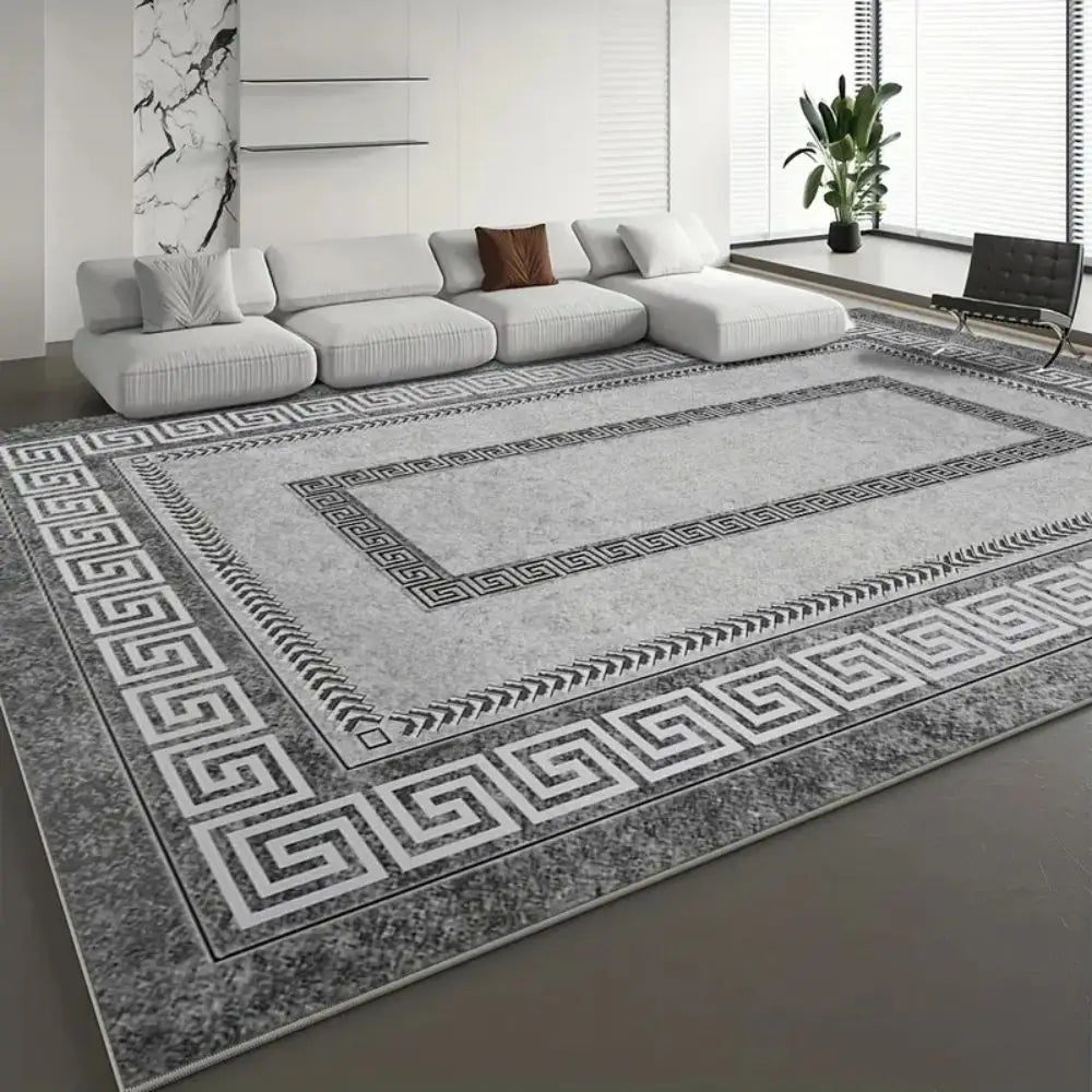 tapis moderne gris noir motif géométrique antidérapant facile entretenir salon chambreextérieur
