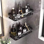 étagères salle bain noir modernes grille adhésives produits toilette serviettes