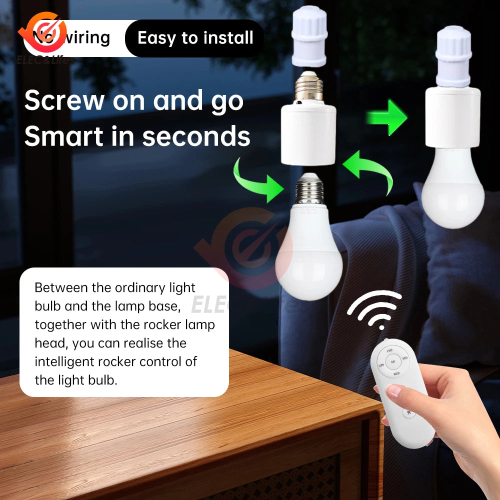 support lampe e27 base ab abs télécommande contrôle distant interrupteur rf blanc métal argenté