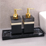 distributeur savon huiles essentielles moderne élégant blanc noir marbré set accessoires