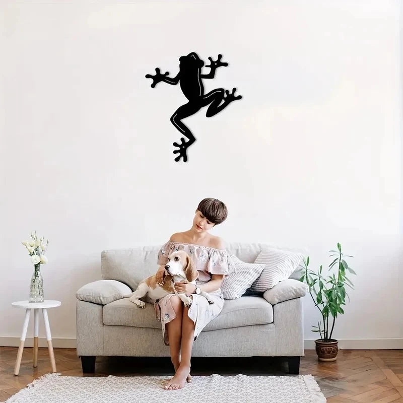 décoration murale métal silhouette grenouille noire minimalisteintérieur extérieur chambre salon suspensible 25cm 20cm