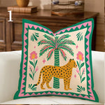 housse coussin motif animalier floral multicolore moderne carré 45x45cm polyester