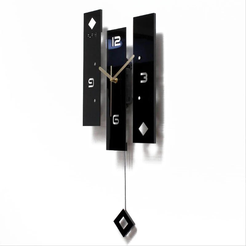 Horloge murale pivotante noire acrylique design moderne vue de face