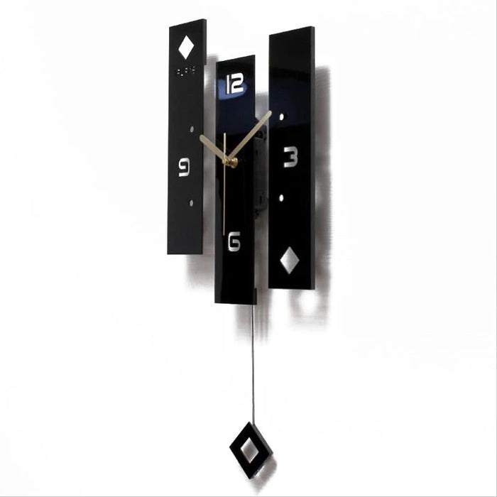 Horloge murale pivotante noire acrylique design moderne vue de face