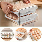 rangement œufs plastique transparent double niveau blanc orange réfrigérable cuisine moderneReusable organisateur kitchenware