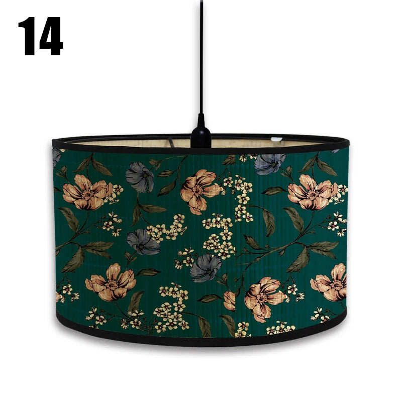 abat jour vintage bambou imprimé floral boho chic décoration maison art déco