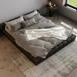 lit cuir noir moderne minimaliste 180cm 200cm chambre master meubles bois