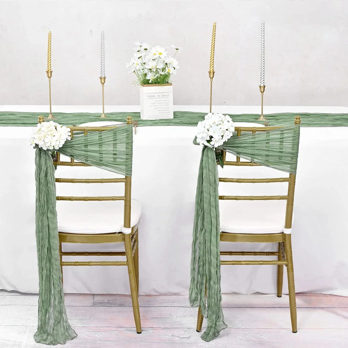 rubans chaise crêpés vert bleu marron adhésifs mariage décoration événement simples
