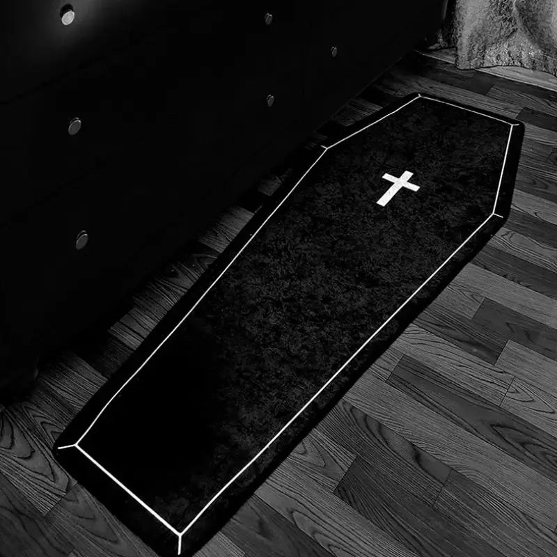 tapis gothique halloween croix blanche doux antidérapant polyester flanelle absorbant eau intérieur extérieur chambre