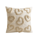 taies d'oreiller coeurs relief blancs lit polyester coton brodés opaques décoration romantique fixations coussins