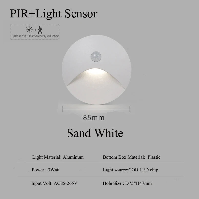 applique murale led 3w blanc chaud moderne capteur mouvement pire résistant 110v 220v