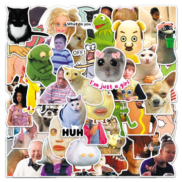 stickers humoristiques memes internet multicolores adhésifs feuillets variés personnages expressions faciales