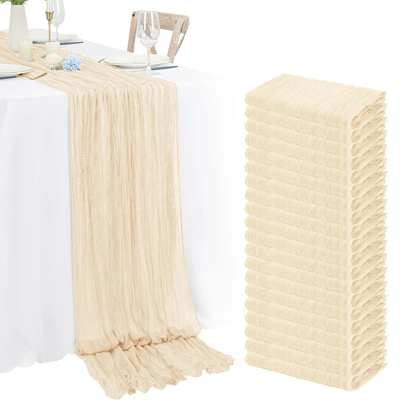 nappes longues décoratives plissées couleurs lilas rose beige semi transparentes romantique table runners
