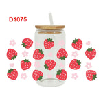 autocollants décoration diy fruits fleurs transparent tropical bouteille verre couvercle paille