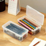 lot boites rangement plastique transparentes couvercles crayons feutres maison