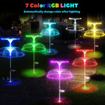 décoration extérieure moderne lampes solaires led violet jaune bleu vert fibres optiques gazon champignons