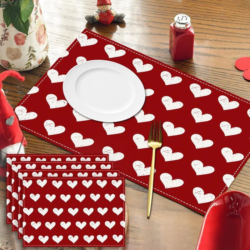 serviettes table rouge coeurs blancs moderne romantique st valentin décoration table mariage