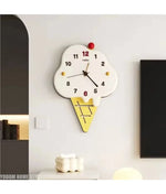horloge murale moderne créative blanc jaune rouge noir glace crème chiffres pointeurs