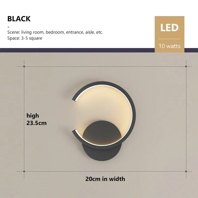 lampe murale moderne or blanc rond éclairage quotidien contemporain fixée mur trichromatique dimmable