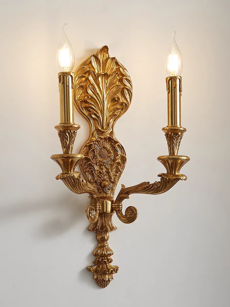 applique murale dorée ornements floraux classique deux ampoules filament salle bain chambre coucher entrée
