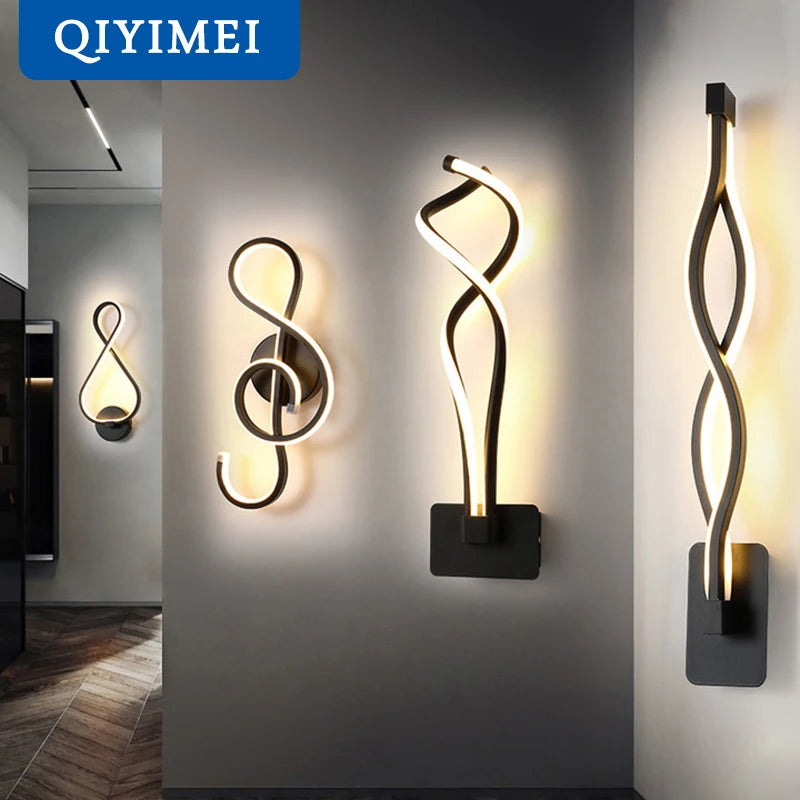 applique murale moderne aluminium noir blanc contemporain spirale fixée mur