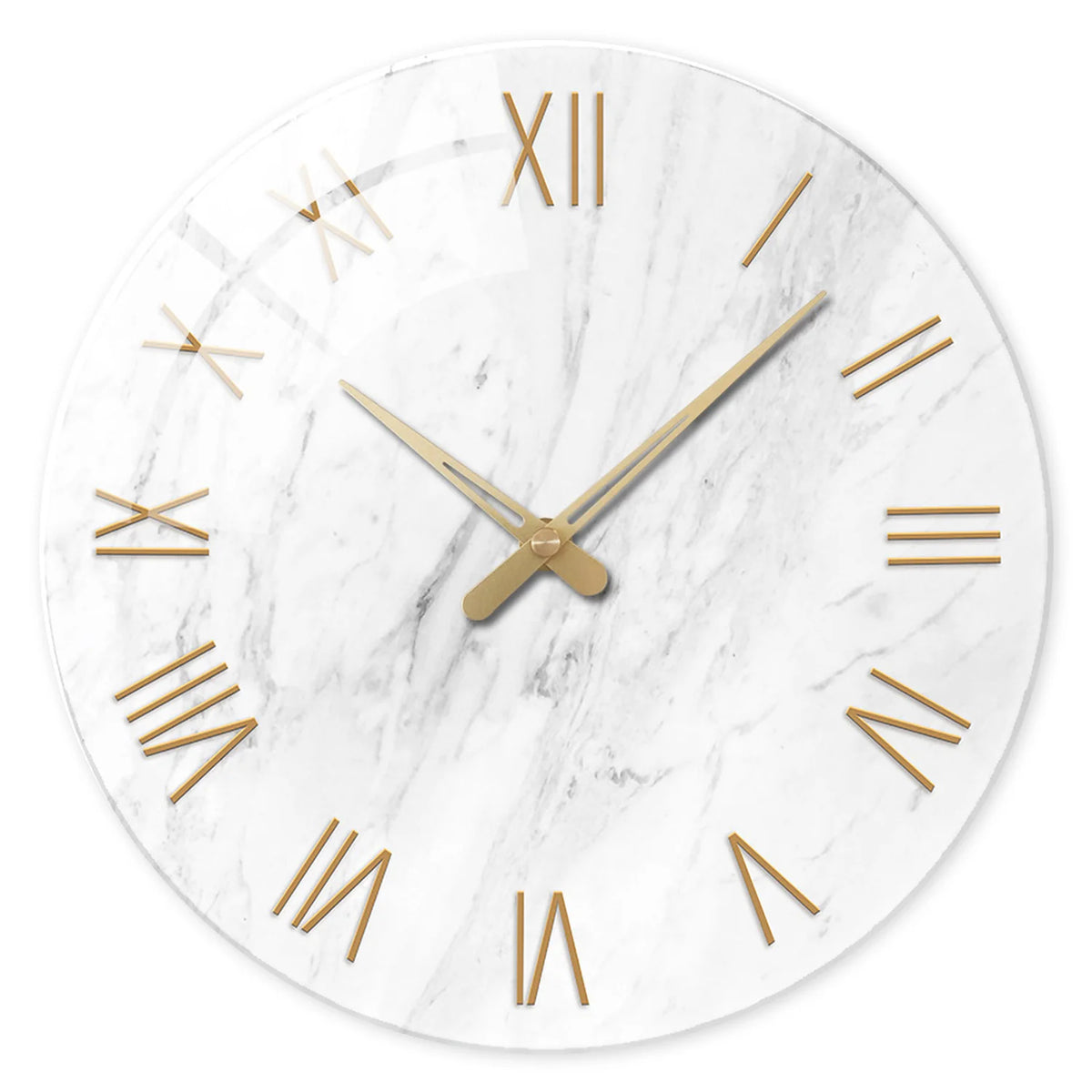 horloge murale moderne marbre blanc aiguille quartz 12 pouces adhésif salon