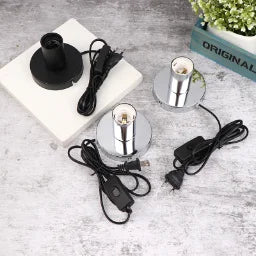 support lampe moderne noir blanc doré argenté rond lisse opacité câble prise us plug