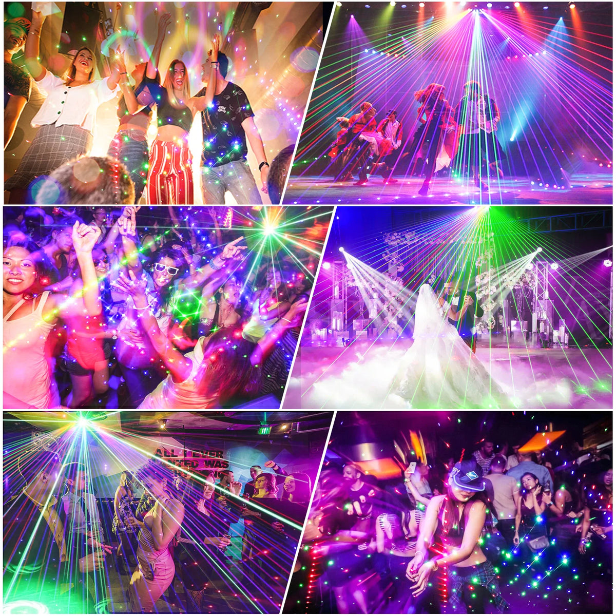 projecteur laser multicolore effet lumière scène dj disco mariage festivitésRGBO