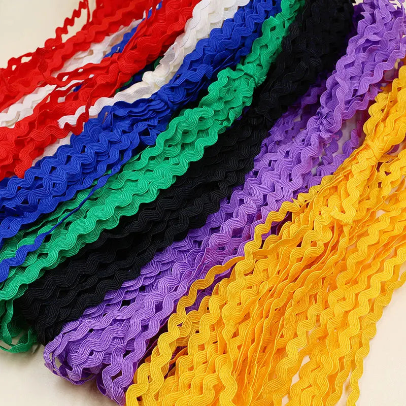 rubans ondulés polyester modernes 15 yards vert violet bleu jaune blanc noir rose