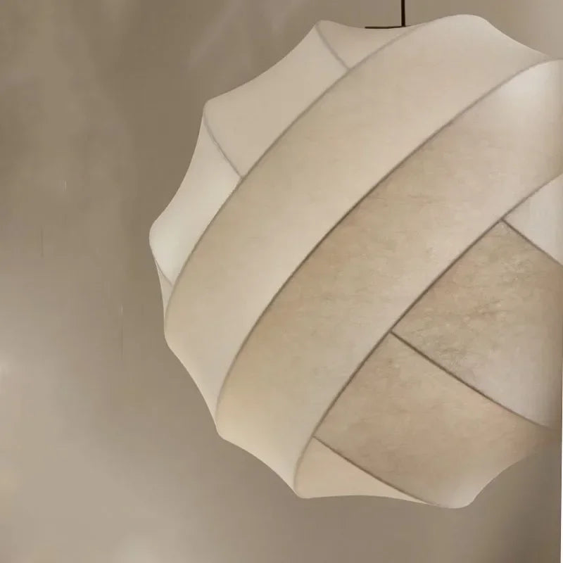 Suspension lumineuse soie beige clair rayures horizontales moderne cuisine salon chambre