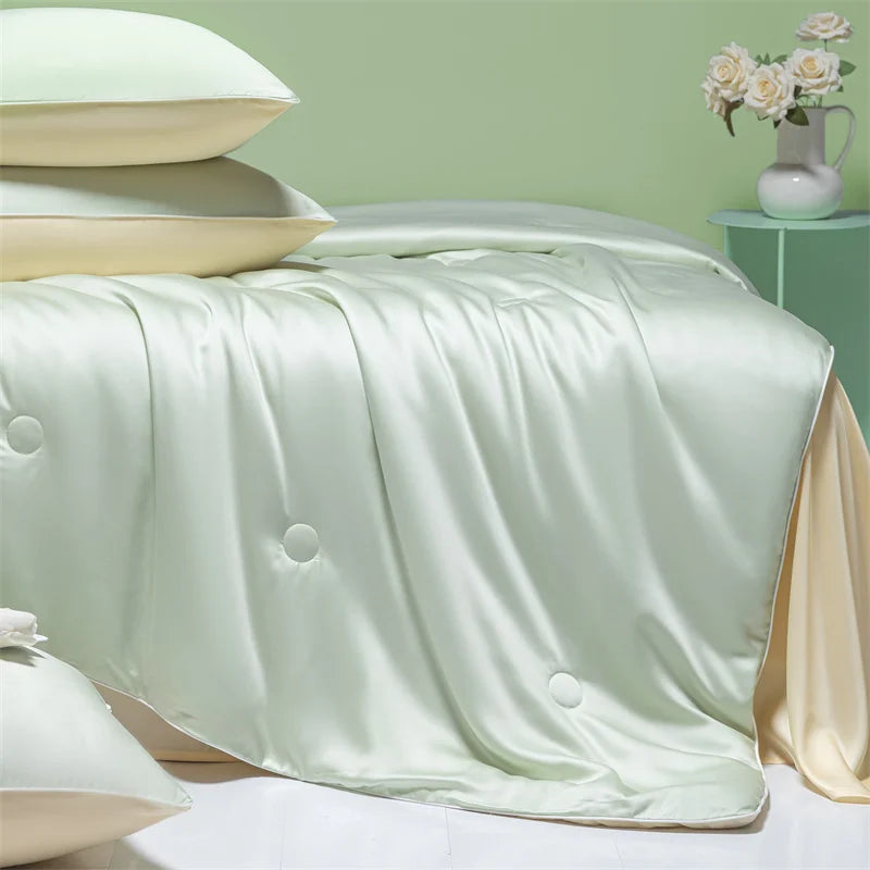 drap plat uni satiné vert clair moderne élégant tissu microfibre soie été polyester frais