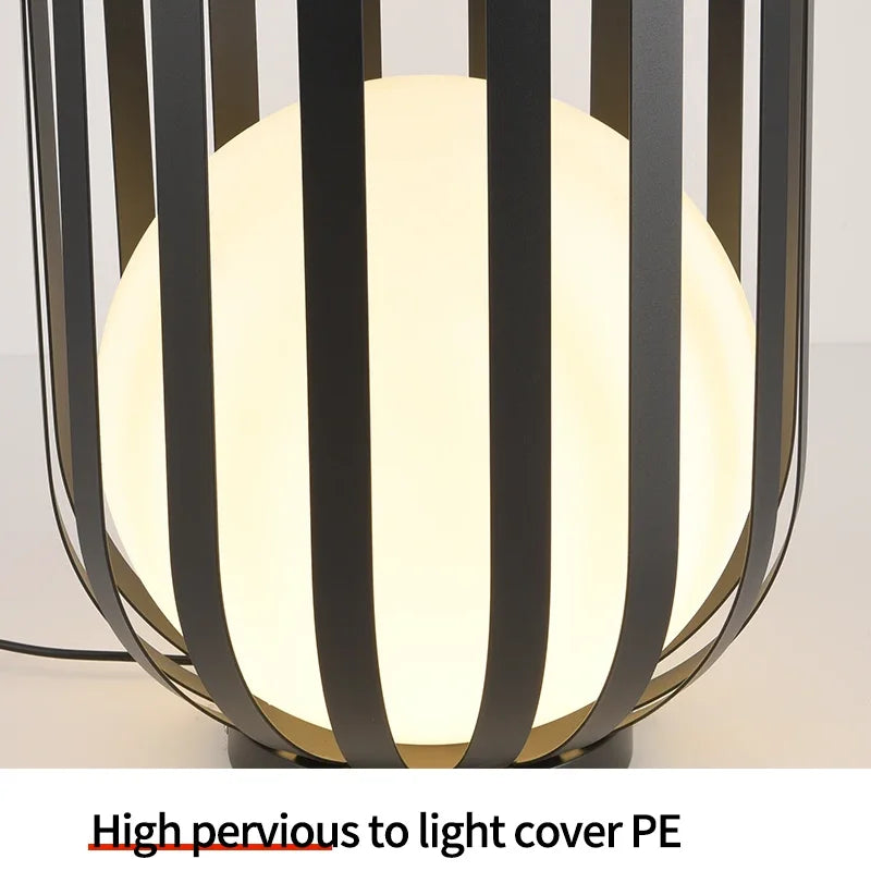 lampe solaire extérieure moderne noire rayures verticales support plante décorative