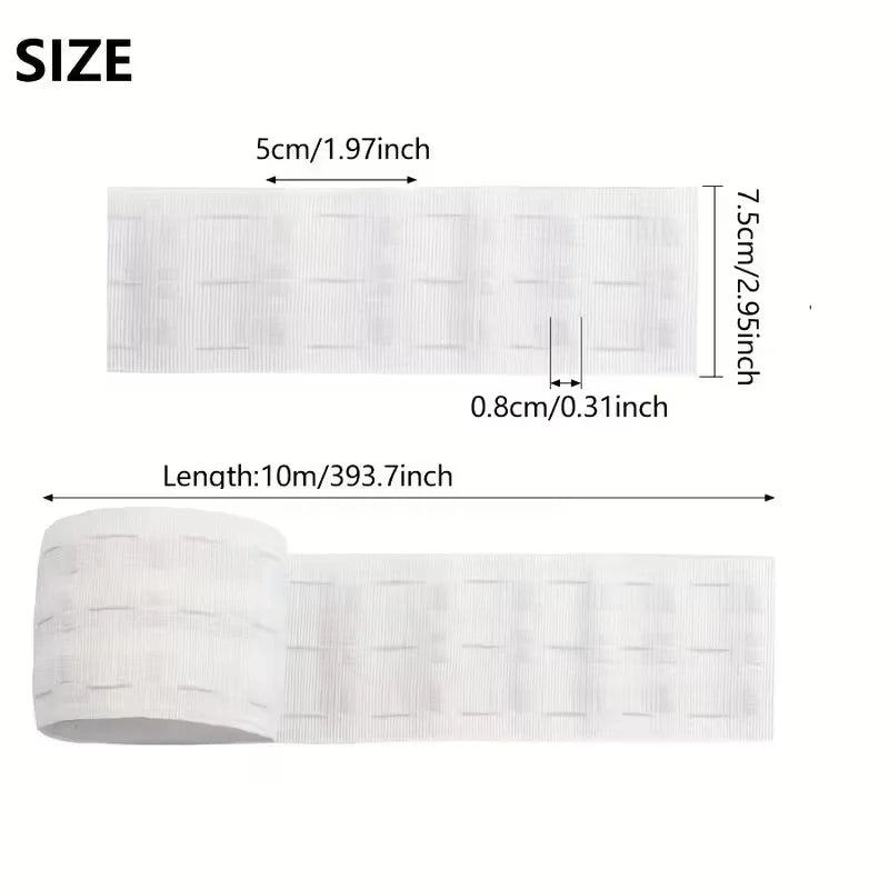 ruban rideaux blanc rayures horizontales moderne clips métalliques 10mètres polyester qualité decoration fenetre nhà