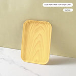 plateau service alimentaire plastique imitation bois moderne minimaliste marron clair foncé règle intégrée empilable