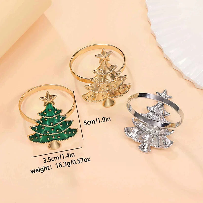 porte serviettes sapin noël décoratif vert or argent festif élégant étoile pailleté fixe rouleau