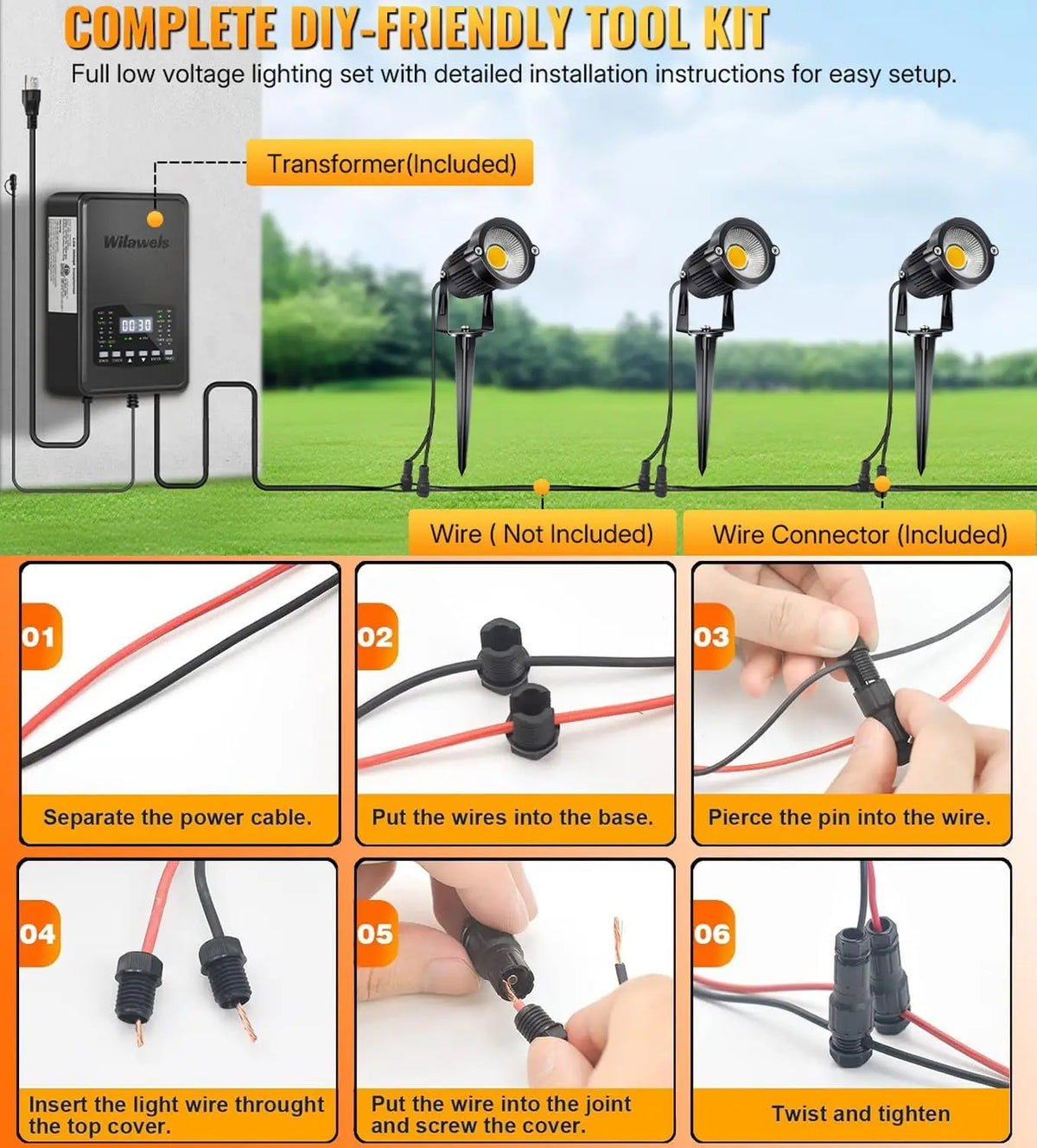 projecteurs led solaires noirs modernes 12v ip65 12pcs piquets transformateur