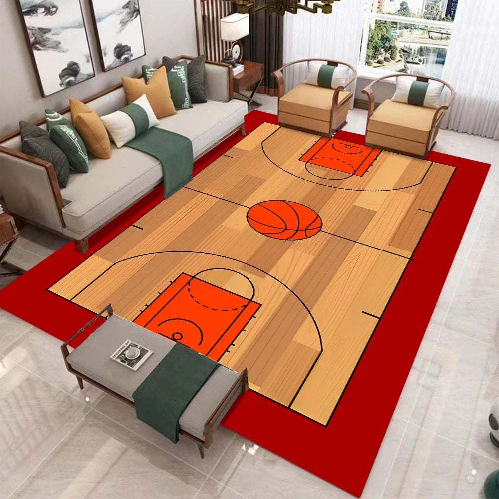 tapis sportif moderne football basket vert blanc rouge adhésif salon chambre