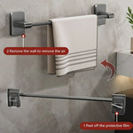 porte serviettes mural adhésif gris lisse moderne salle bain barre 30cm 40cm 50cm papier