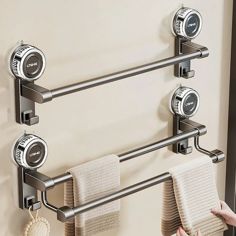 porte serviettes mural double barre cuivre gris moderne suction serviettes tissées beigeDecorationPomponBeige