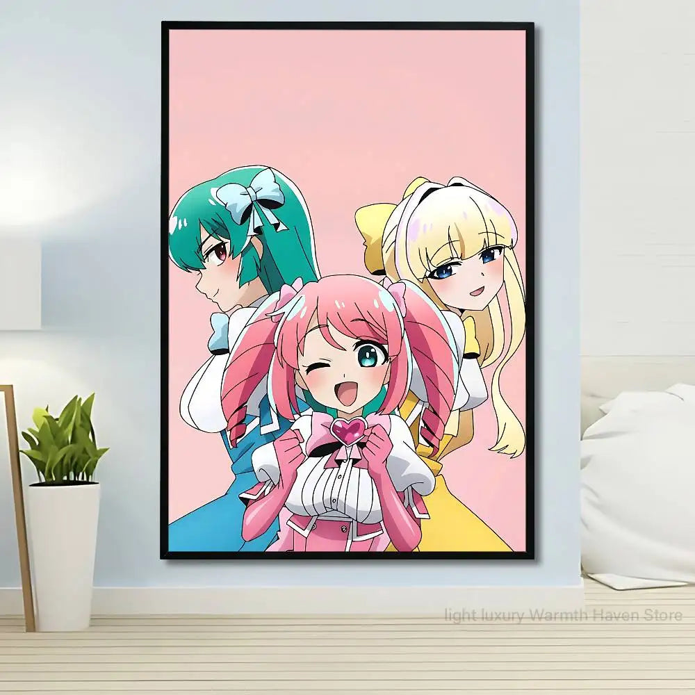 affiche anime personnages moderne art japonais décoration salon papier frame noir varied colors