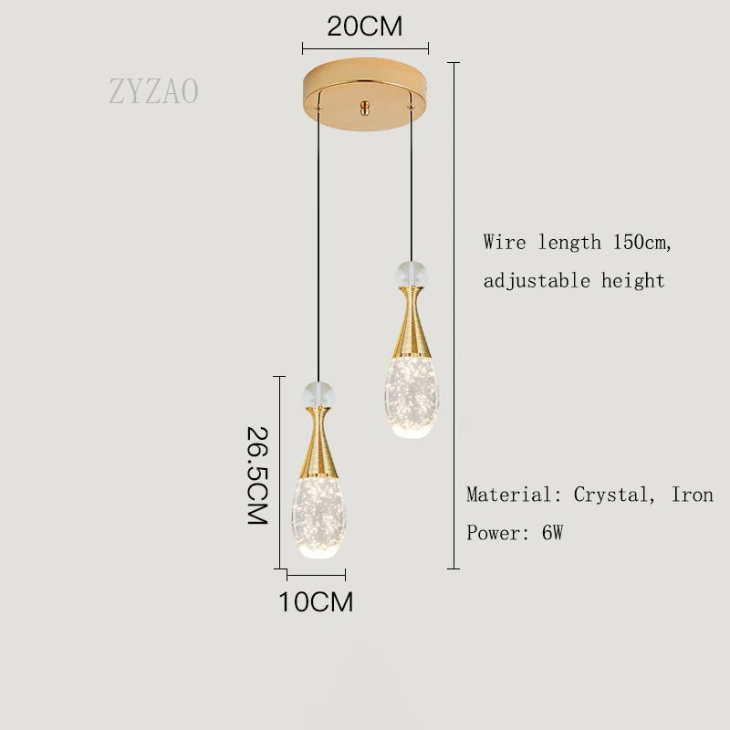 suspension lumineuse moderne cristal doré bubbles led chambre salon étincelante contemporain éclairageintérieur