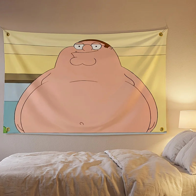 tapisserie murale moderne rose clair dessin animé peter griffin dorés polyester lavable machine rectangle