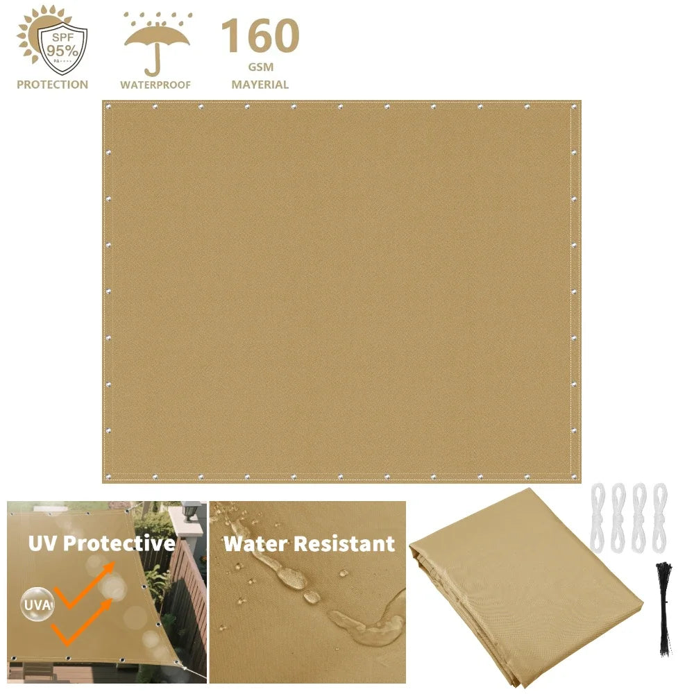 voile soleil gris clair poly coton enduit pu résistante l'eau moderne 2x2m 2x3m 3x3m