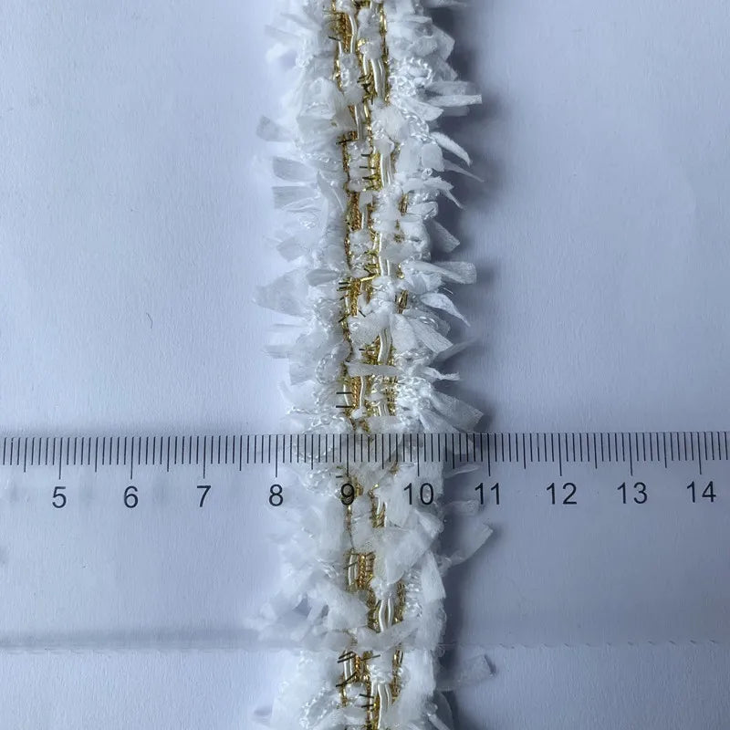 rubans frangés dorés blancs noirs 100 polyester largeur 3cm longueur 2mètres mariage décoration élégante