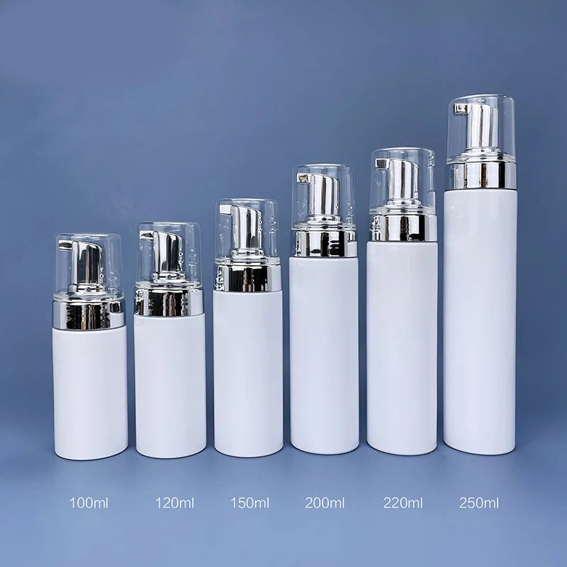 flacon cosmétique blanc mat pompe distributeur savon mousse rechargeable salle bain
