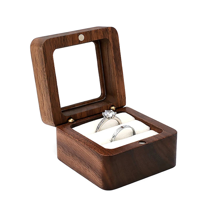 boîtes bijoux bois foncé coffret rangement classique coussin intérieur vis anneaux emballage présentation mariage