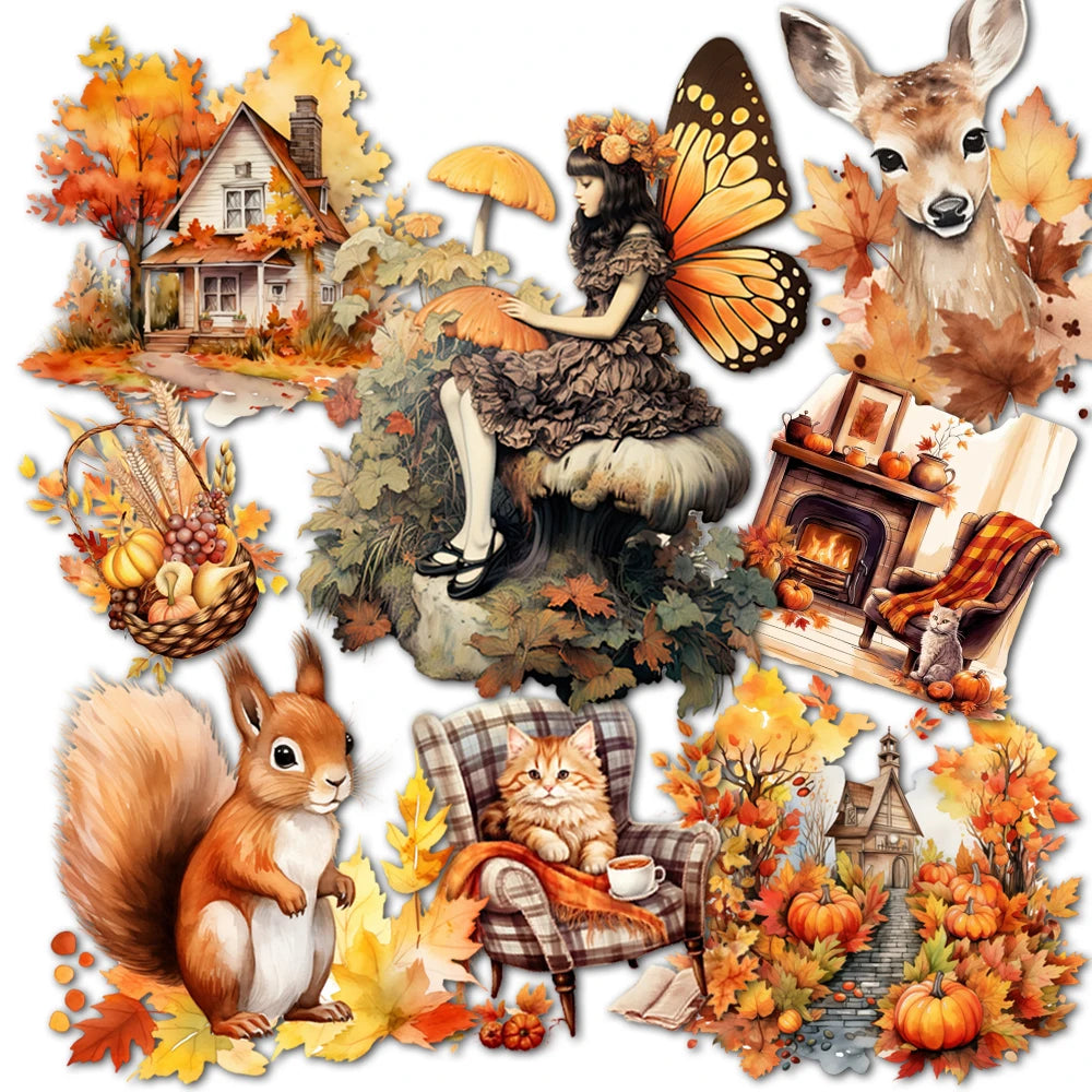 autocollants adhésifs fées feuilles animaux maison arbre automne scrapbooking artisanat décoration vacances