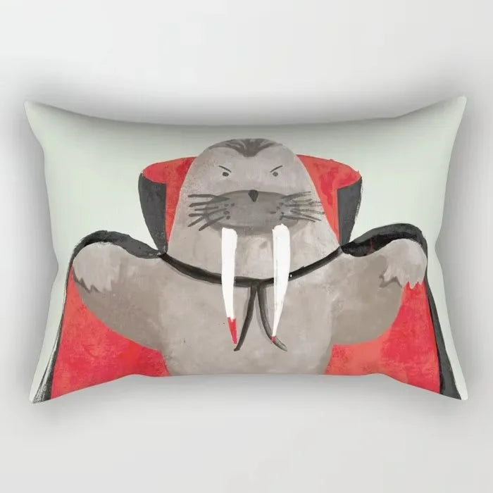 taie oreiller rectangulaire motif animal abstrait couleurs vives contemporain 100 polyester 30x50cm