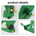 semoir manuel jardinage vert jaune plastique lisse réglable poignée formeoutil agricole